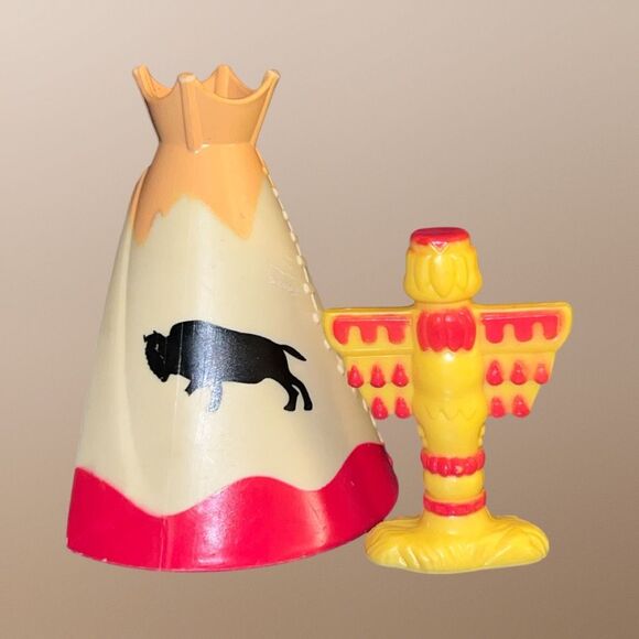 2003 Lincoln Logs Rocky River Trading Post Native American Figures Teepee B17 - Picture 7 of 7